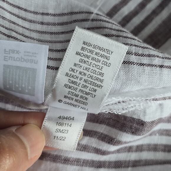 Garnet Hill plus size 18 100% Linen Button-Down High-Low Tunic Tank Striped - Picture 10 of 10